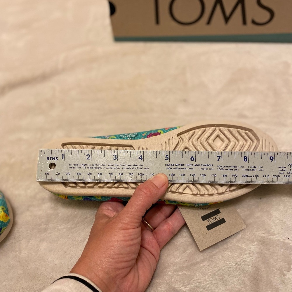 Toms Baltic Blue Autumn Floral Organic Cotton Slip-On Flats - Picture 10 of 13